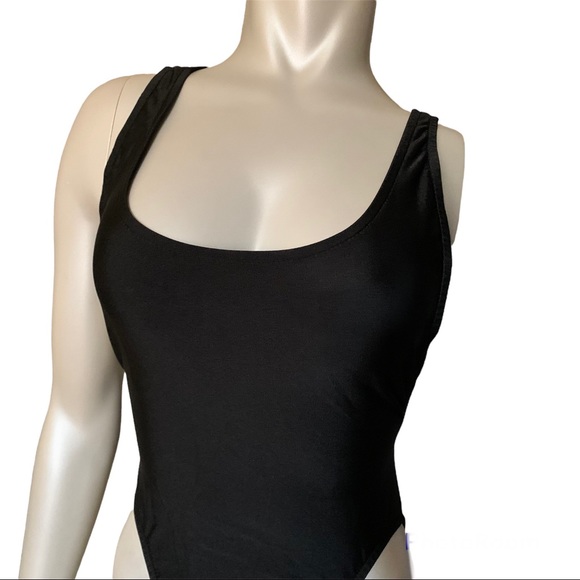 Sexy Vintage Black High Leg One Piece Swimsuit - Picture 8 of 8